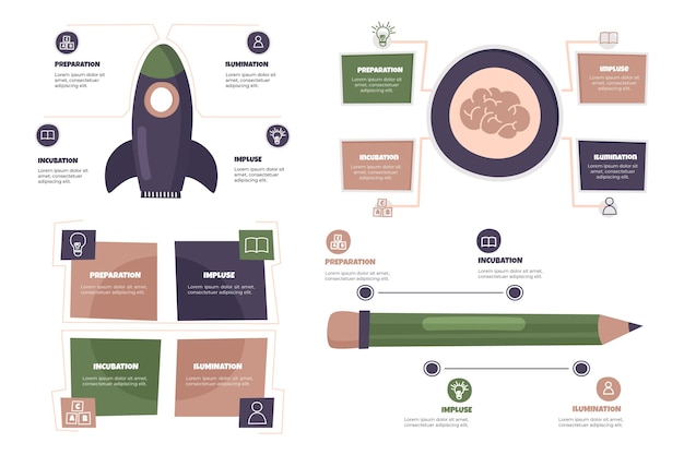 Infográficos de criatividade desenhados à mão