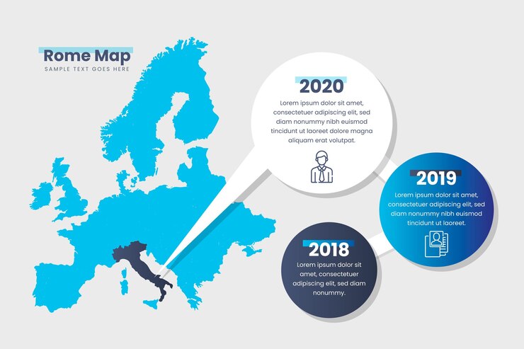 Vetor grátis infográficos do mapa de gradiente de roma