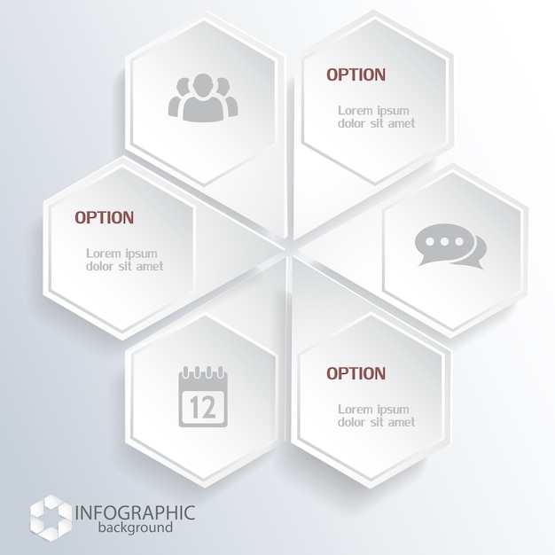 Vetor grátis infográficos hexagonais de negócios com elementos e ícones leves da web