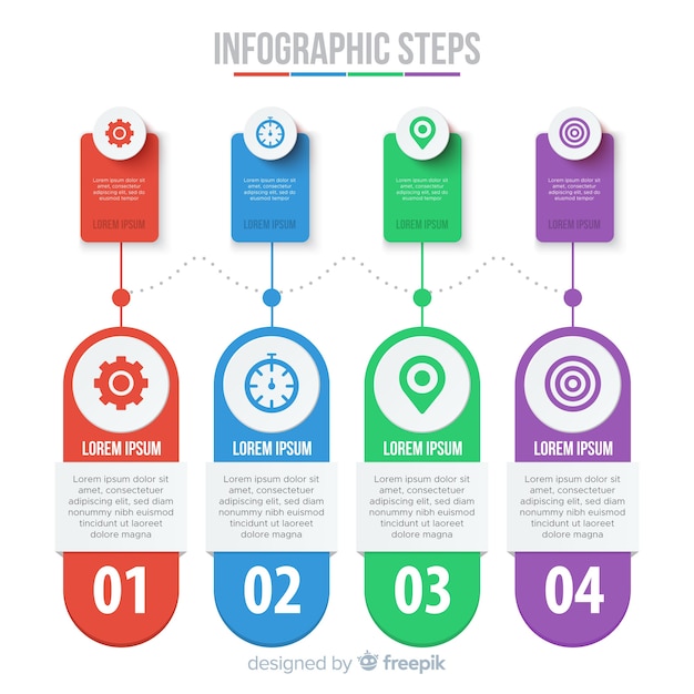 Vetor grátis infográficos planos passos coleção