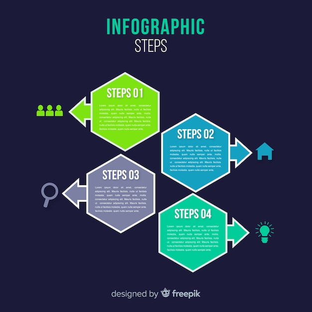 Vetor grátis infográficos planos passos coleção