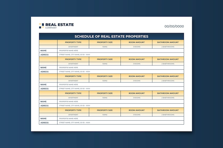 Vetor grátis informações sobre propriedades de gradiente duotônico, cronograma imobiliário