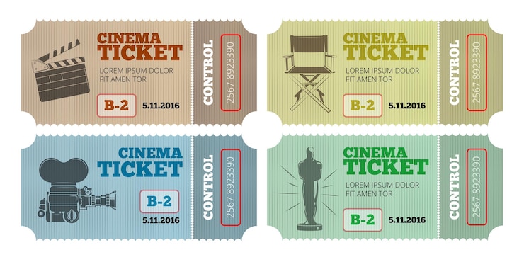 Vetor grátis ingressos de cinema em branco