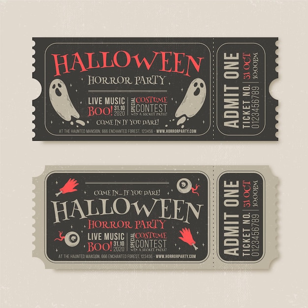 Vetor grátis ingressos vintage de halloween