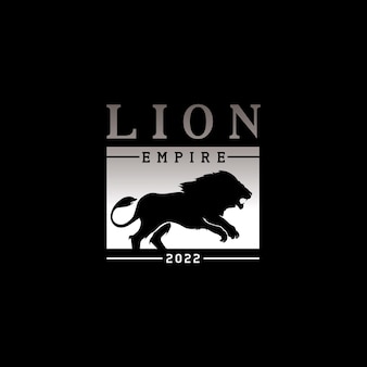 Inspiração de design de rótulo de logotipo de silhueta de leão real