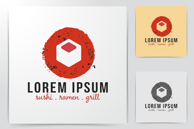 Inspiração do logotipo do sushi bar japonês isolado no fundo branco