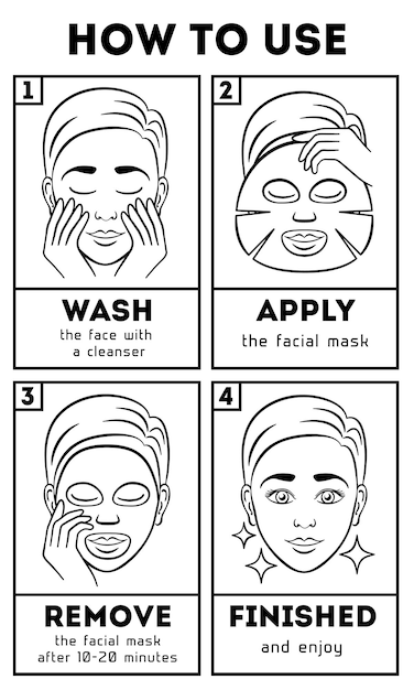Vetor grátis instruções de como usar a máscara facial