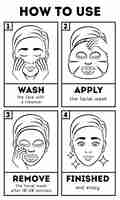 Vetor grátis instruções de como usar a máscara facial