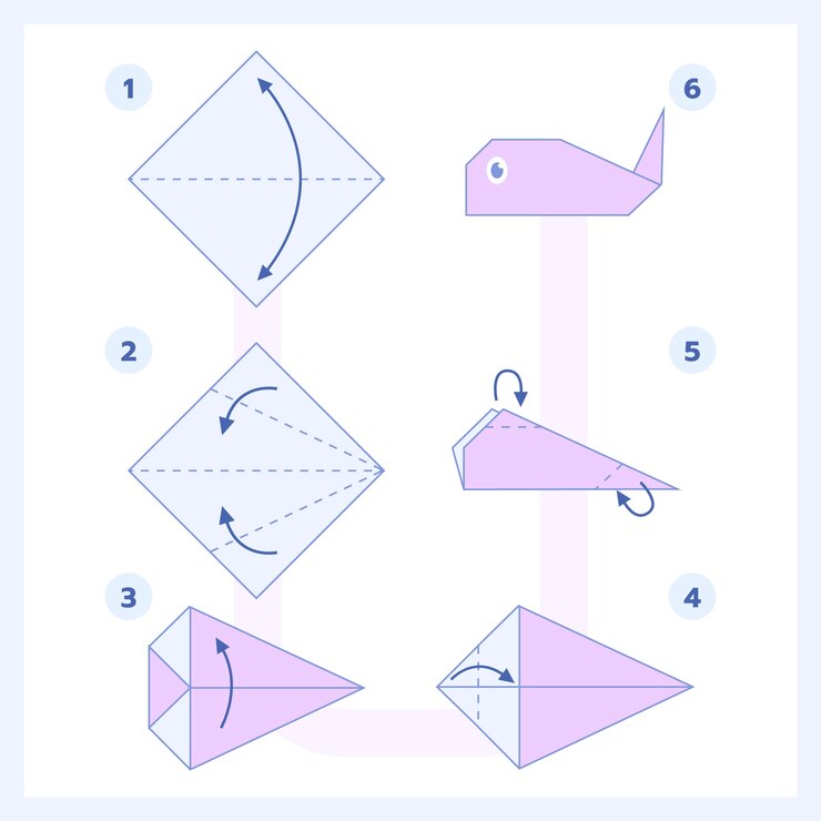 Vetor grátis instruções de origami desenhadas à mão