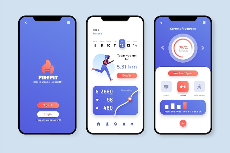 Vetor grátis interface da aplicação de rastreamento de exercícios