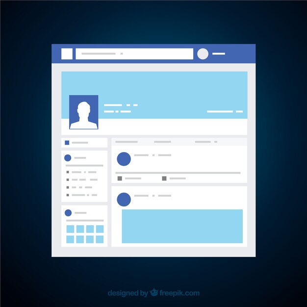 Interface de aplicativo do Facebook com design minimalista