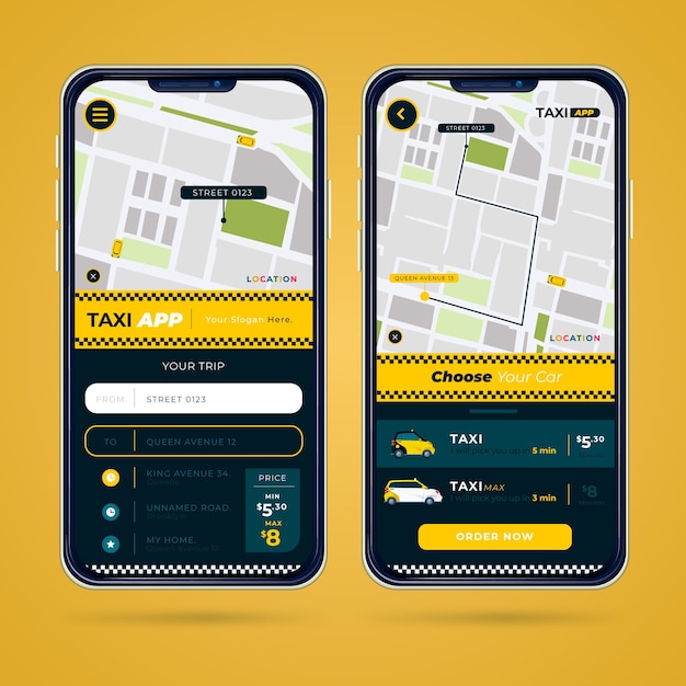 Interface do aplicativo de táxi