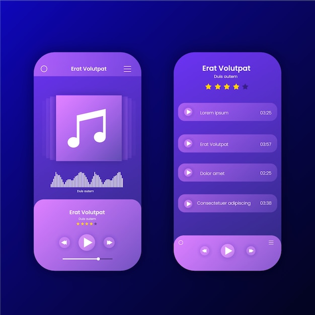 Interface do aplicativo music player