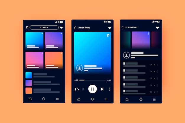 Interface do aplicativo music player