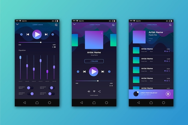 Interface do aplicativo music player