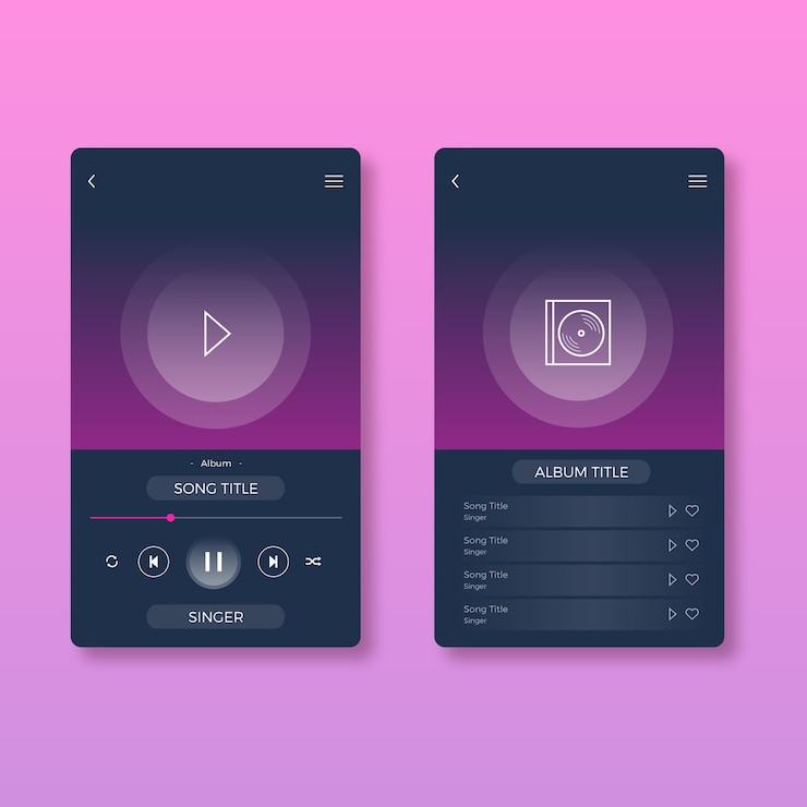 Vetor grátis interface do aplicativo player de música