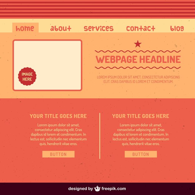 Interface do site estilo retro vector