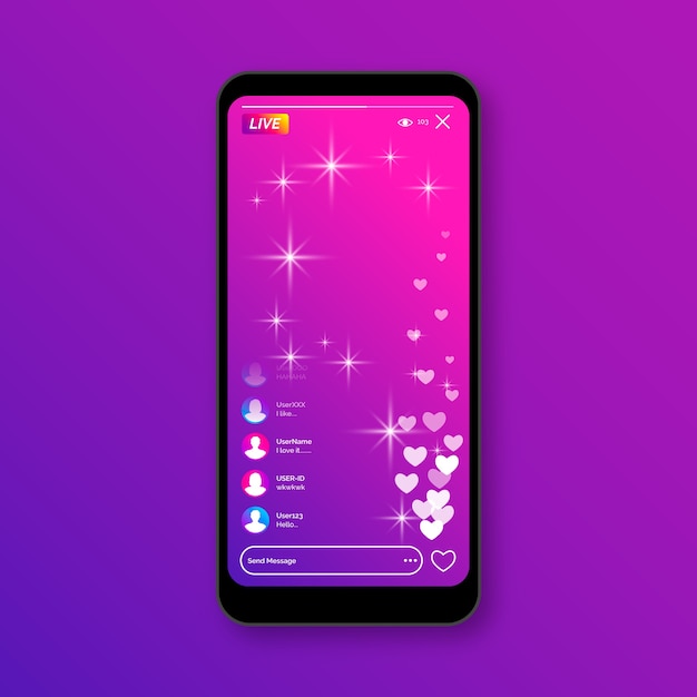 Vetor grátis interface instagram de transmissão ao vivo