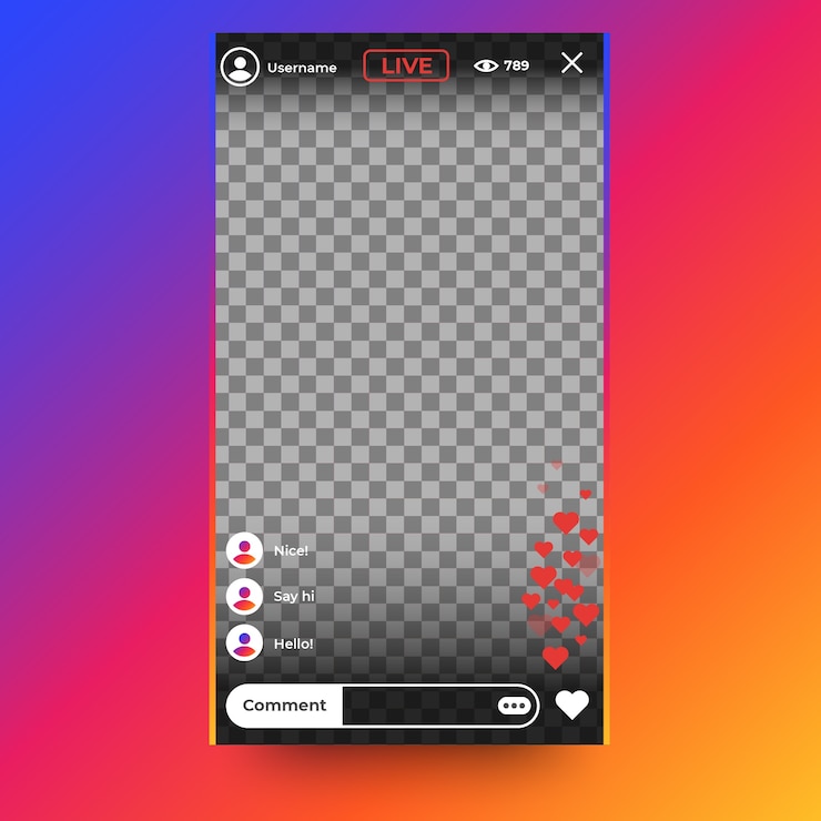 Vetor grátis interface instagram de transmissão ao vivo