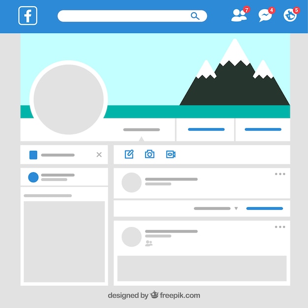 Vetor grátis interface web do facebook com design minimalista