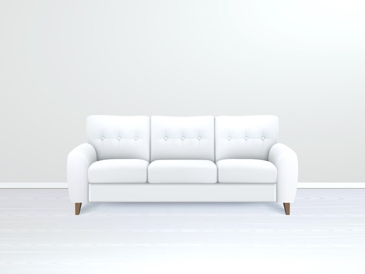 Vetor grátis interior com ilustração de sofá de couro branco