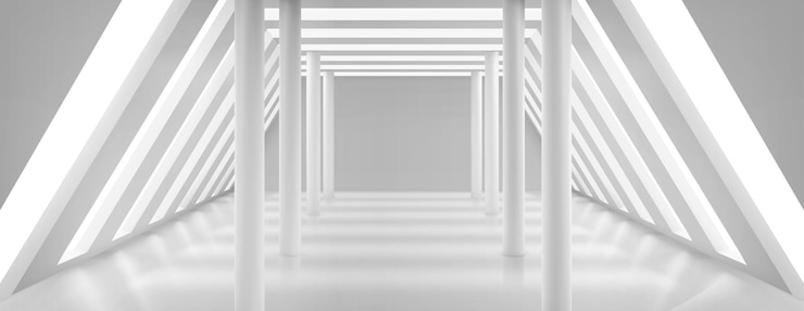 Vetor grátis interior de sala de espaço aberto branco com colunas