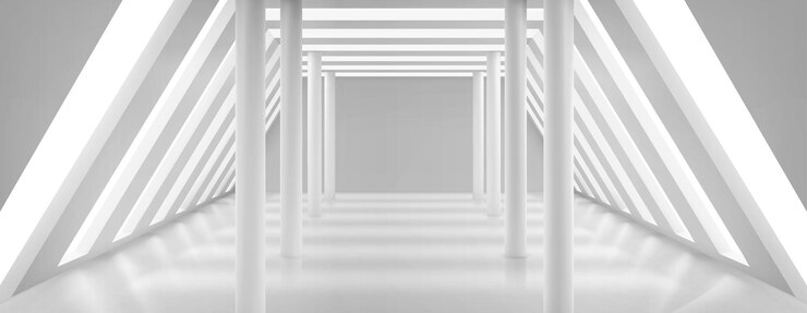 Vetor grátis interior de sala de espaço aberto branco com colunas