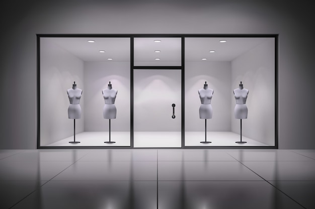 Interior de vitrine de loja 3d realista