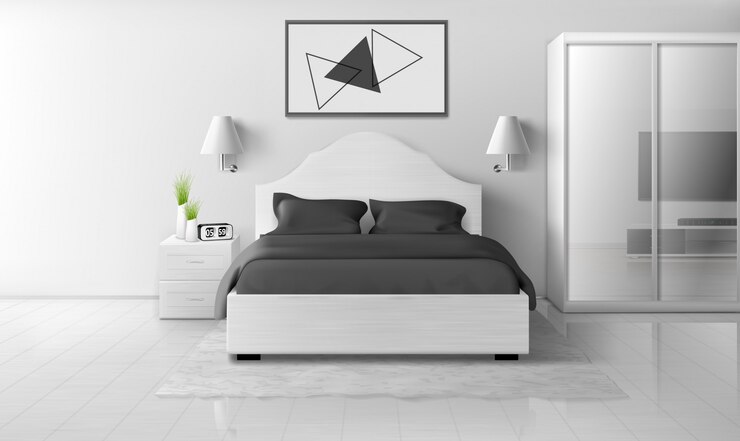 Vetor grátis interior do quarto em cores monocromáticas, casa moderna