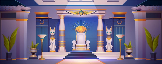 Vetor grátis interior egípcio antigo da sala do trono