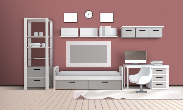 Interior realista de sala de estar
