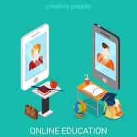 Vetor grátis isométrico plano de educação online
