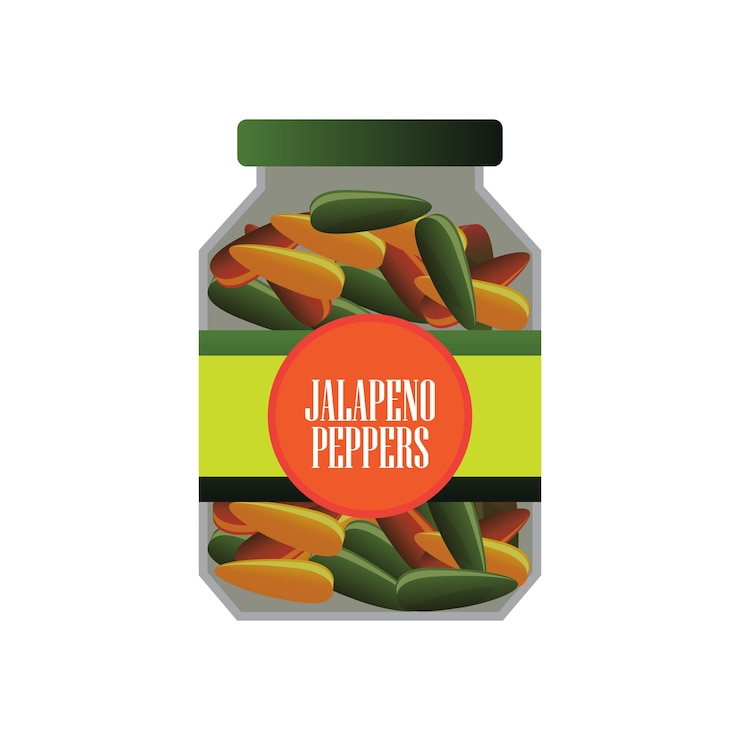Vetor grátis jalapenos pega em um copo como alimento enlatado. ilustração vetorial