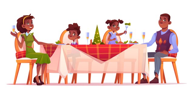 Jantar de Natal família feliz sentar na mesa festiva
