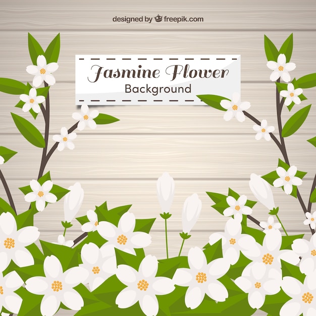 Vetor grátis jasmine com folhas de fundo