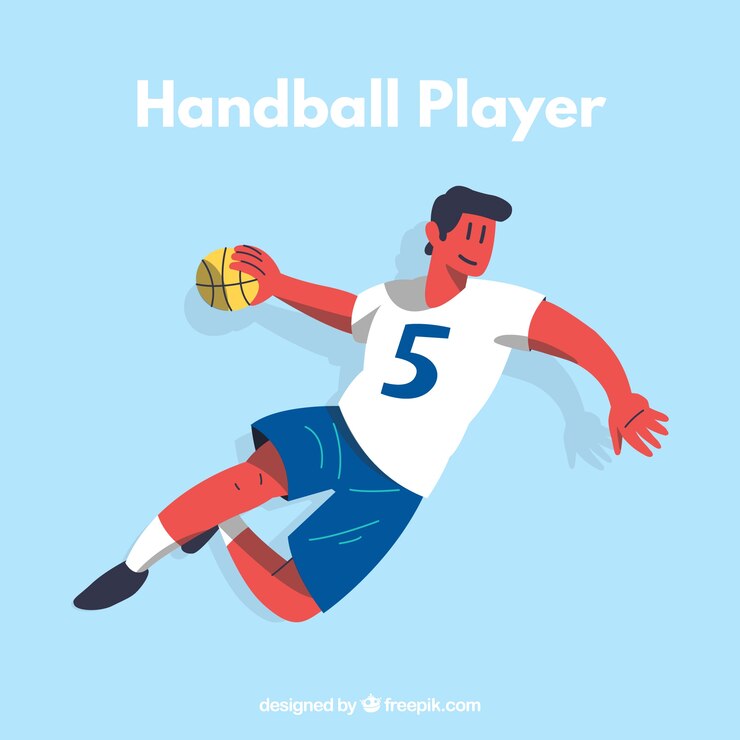 Vetor grátis jogador de handebol atlético com design plano