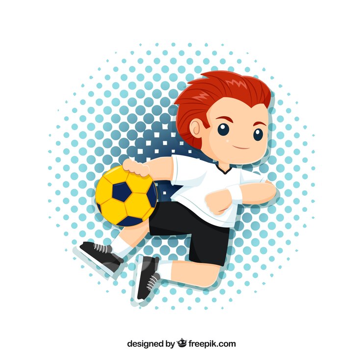 Vetor grátis jogador de handebol feliz com design plano