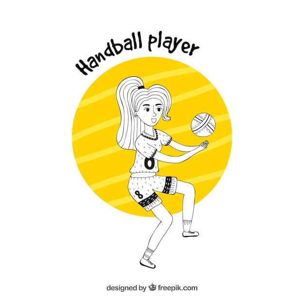 Vetor grátis jogador de handebol profissional com estilo desenhado de mão