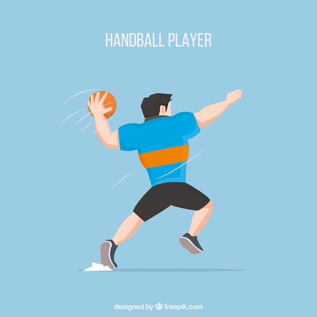 Jogador profissional de handebol com design plano