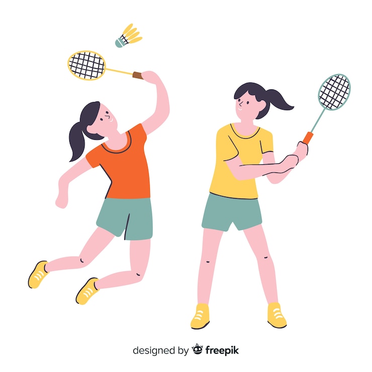 Vetor grátis jogadores de badminton