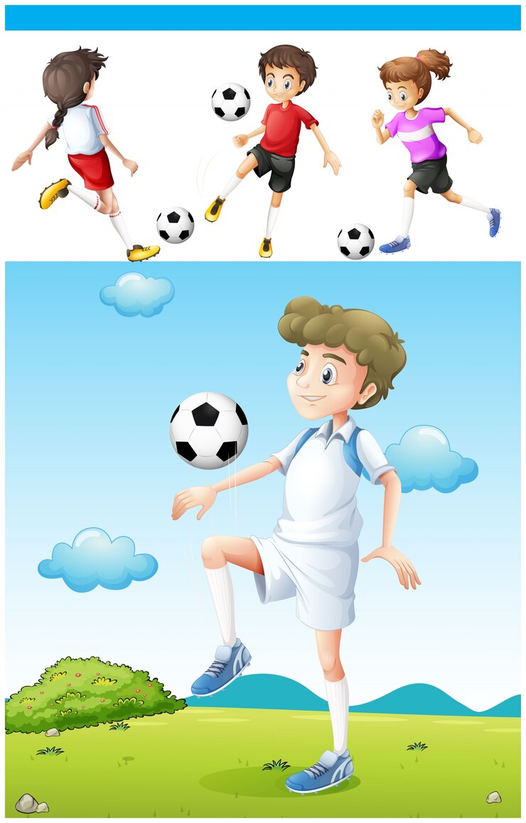 Vetor grátis jogadores de futebol que praticam a ilustração do futebol