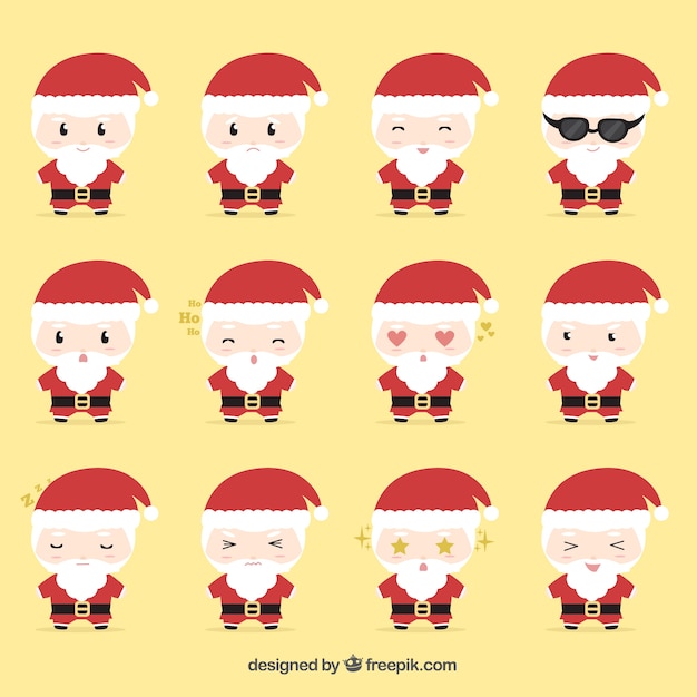 Jogo bonito do papai noel com diferentes faces