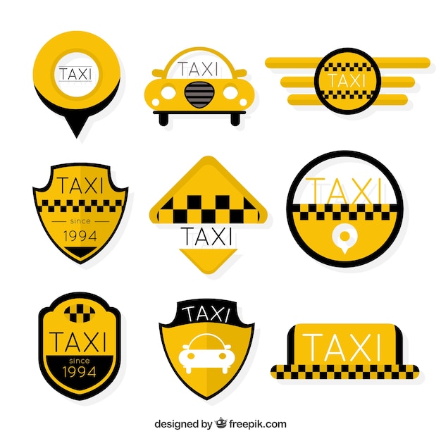 Jogo das etiquetas de táxi amarelo