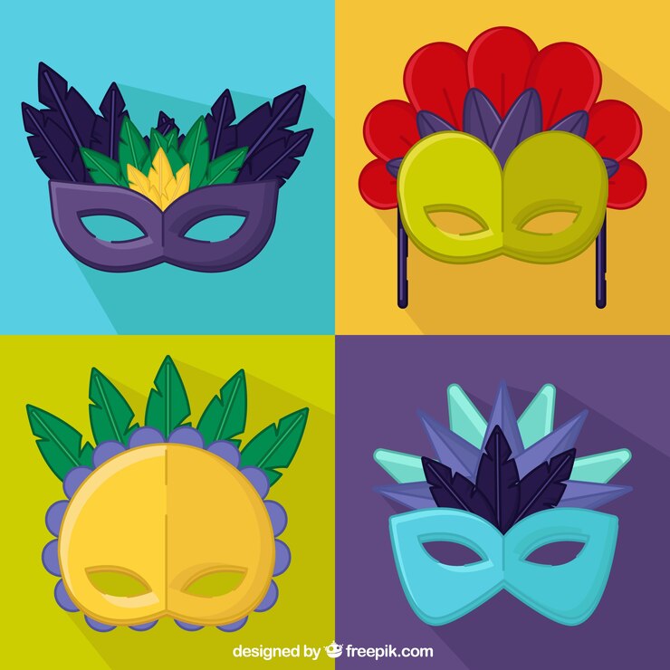 Vetor grátis jogo das máscaras decorativas de carnaval