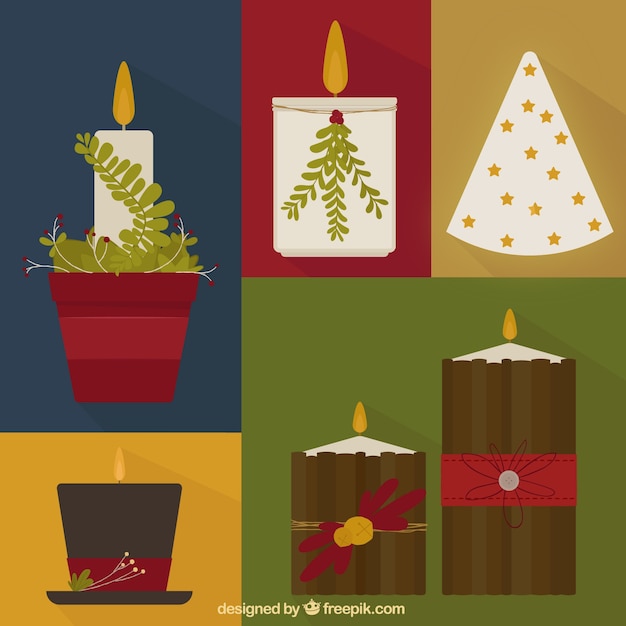 Jogo das velas do Natal no design plano