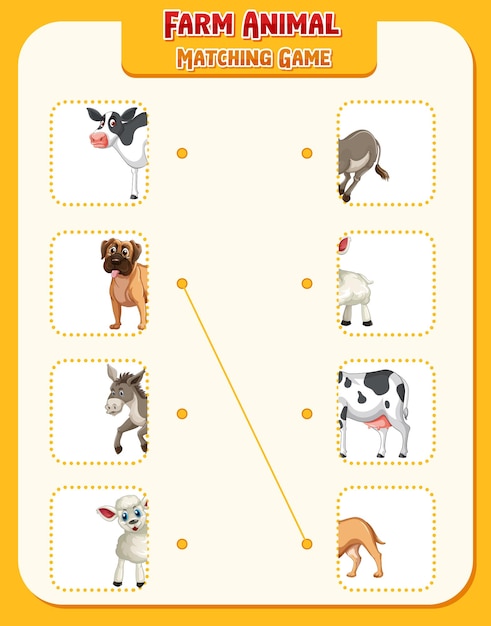 Jogo de correspondência de animais de fazenda