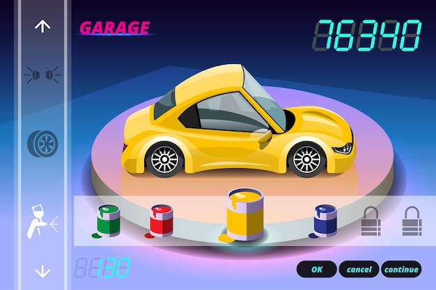 Jogo de corrida de carros no menu de exibição