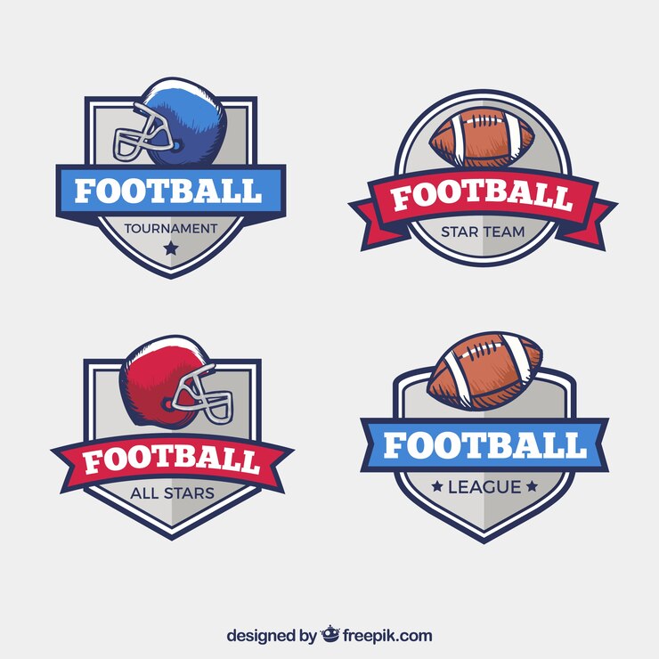 Vetor grátis jogo de emblemas de futebol americano do vintage