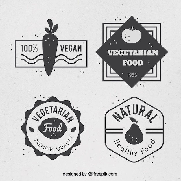 Jogo de emblemas vegan do vintage