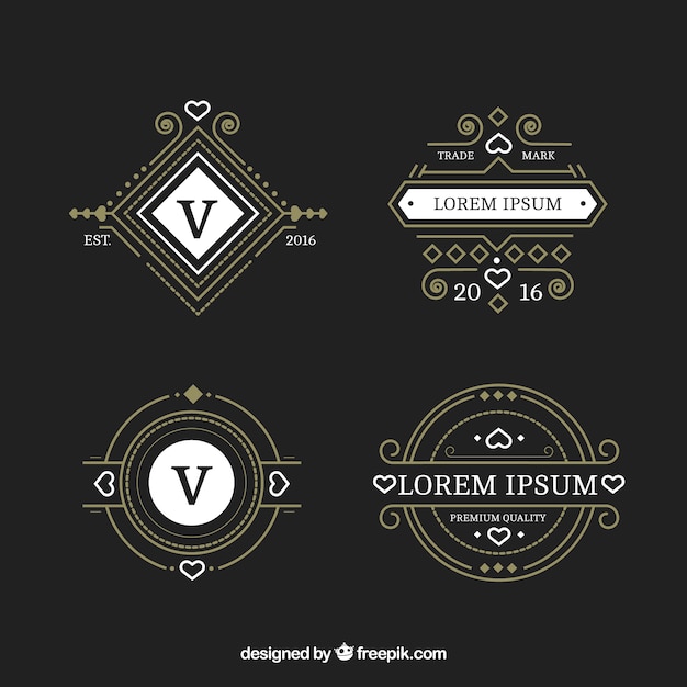 Vetor grátis jogo de logotipos ornamentais no estilo do vintage